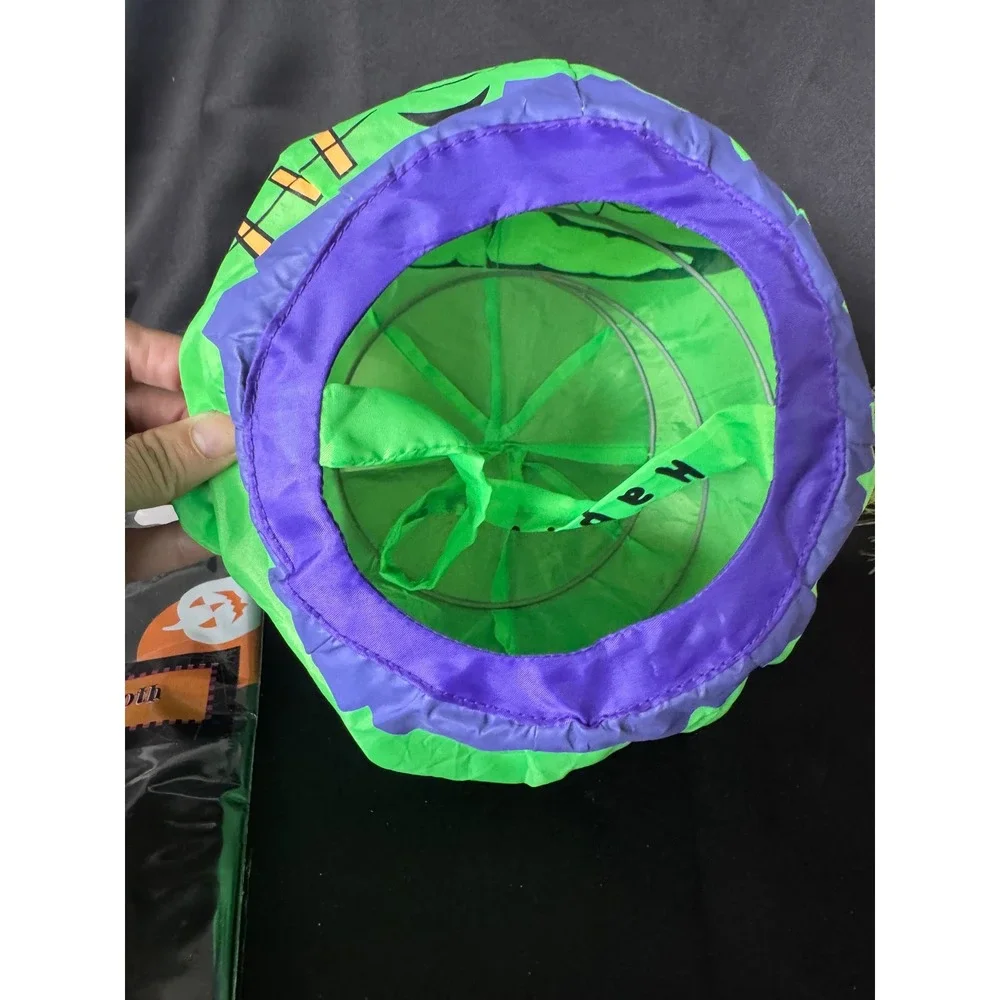 Halloween Frankenstein Pop Up Candy Bucket and 60 Inch Round Vinyl Tablecloth